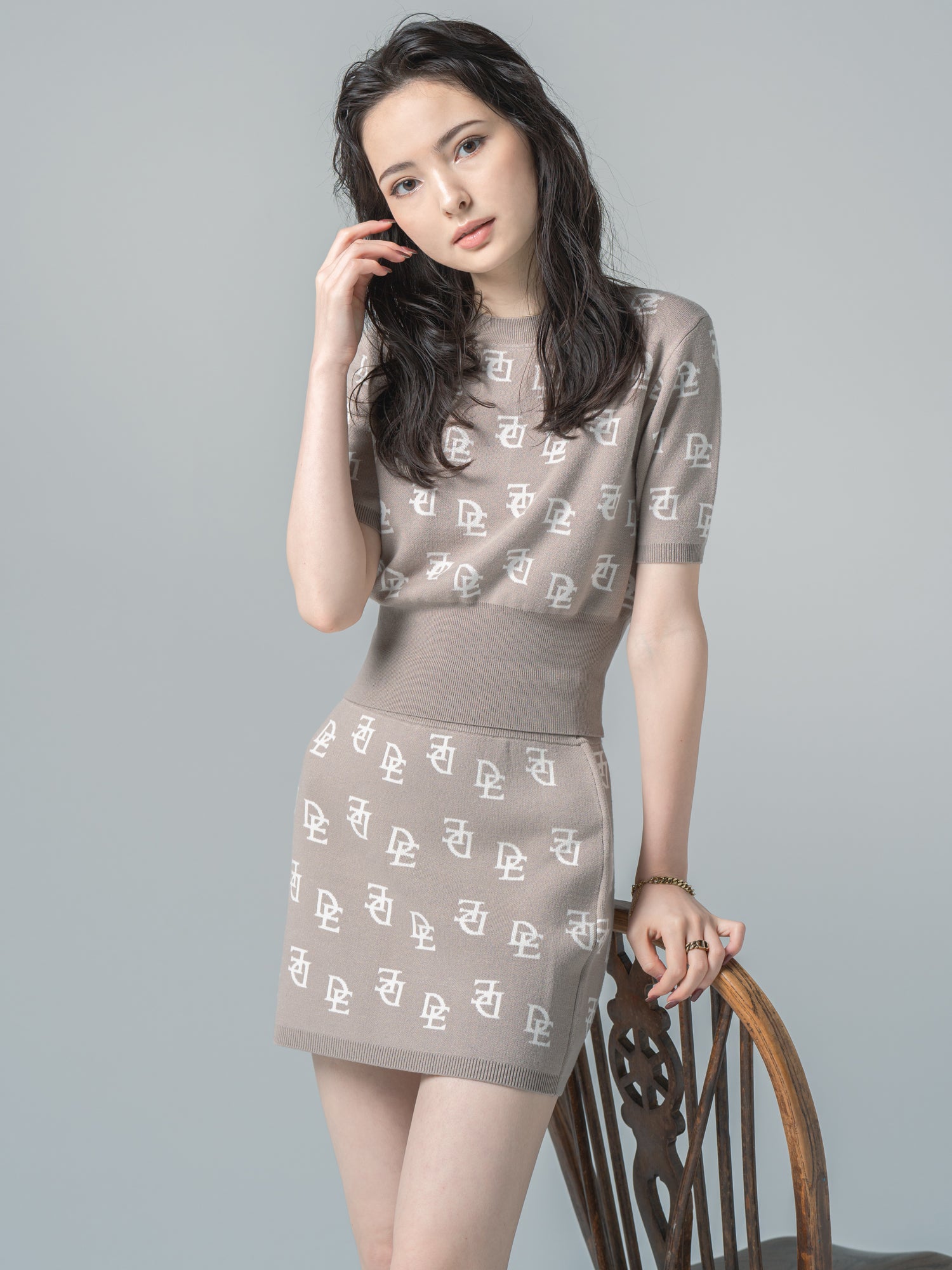 Monogram mini skirt