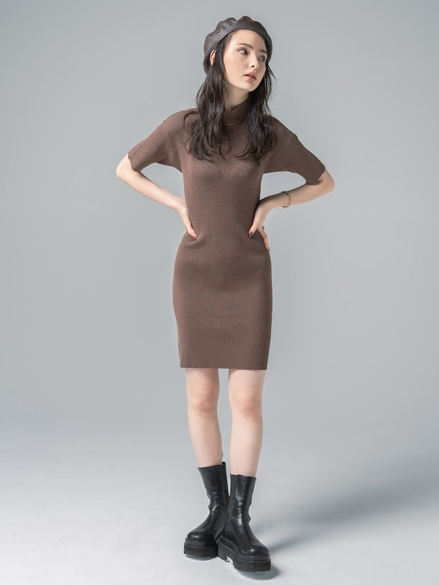 Back open knit dress