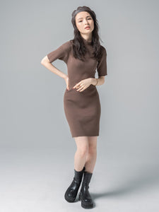 Back open knit dress