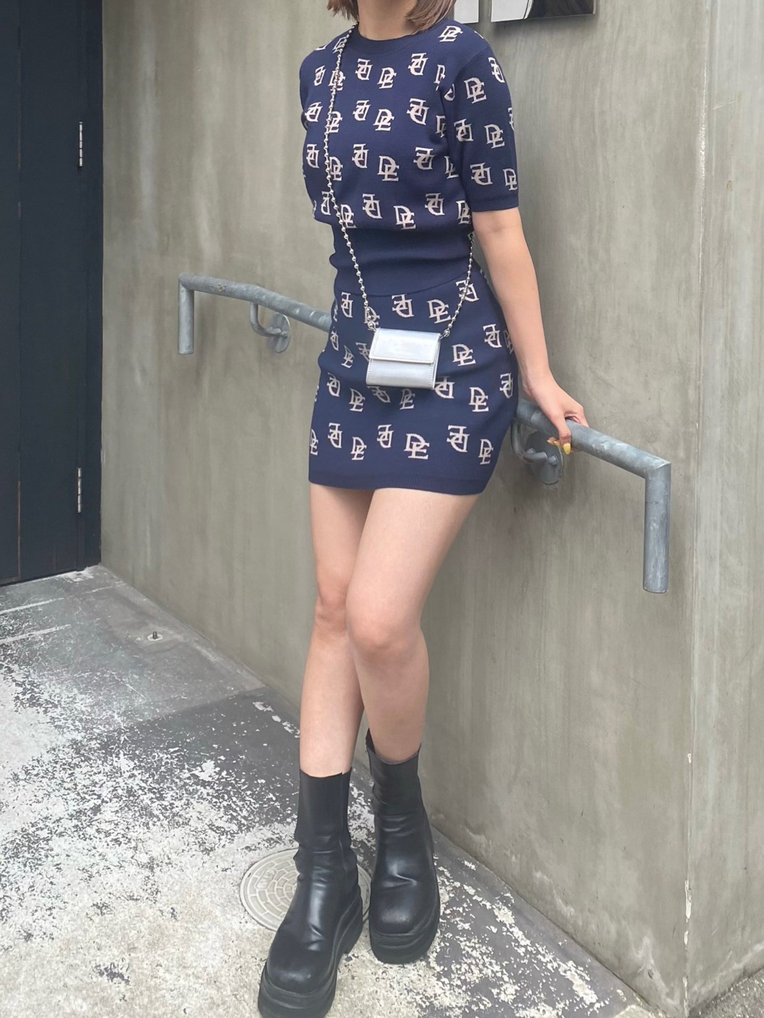 Monogram mini skirt