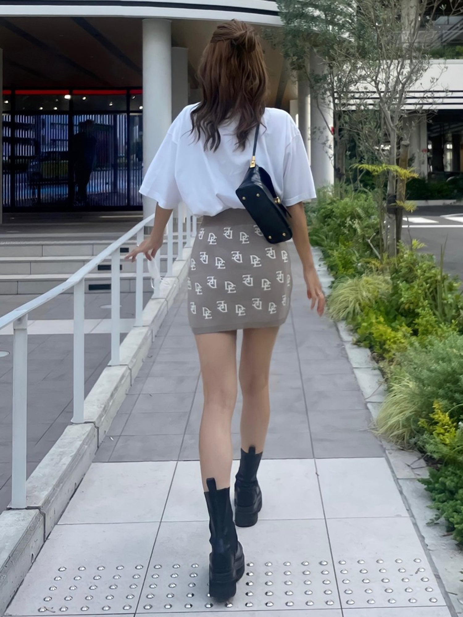 Monogram mini skirt