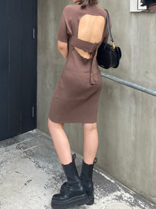 Back open knit dress