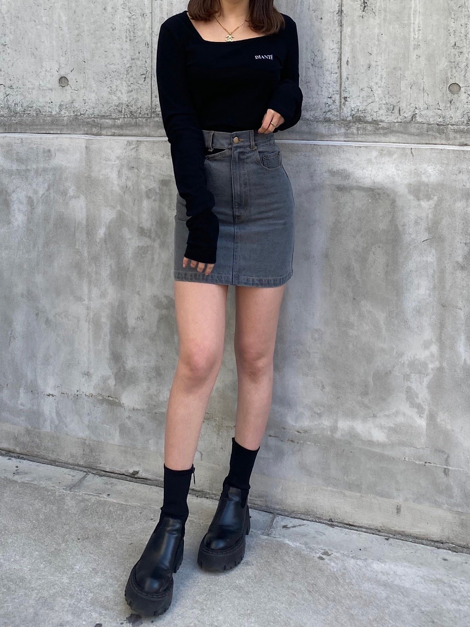 High waist denim mini skirt | DIANTÉ (ディアンテ)公式通販サイト