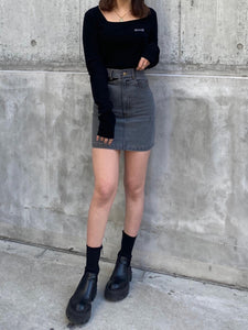 High waist denim mini skirt （SET UP着用可能）