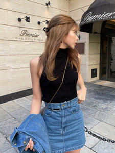 High waist denim mini skirt （SET UP着用可能）