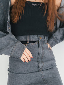 High waist denim mini skirt （SET UP着用可能）