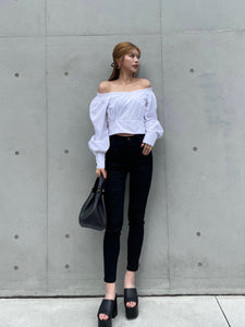 Volume sleeve off shoulder blouse