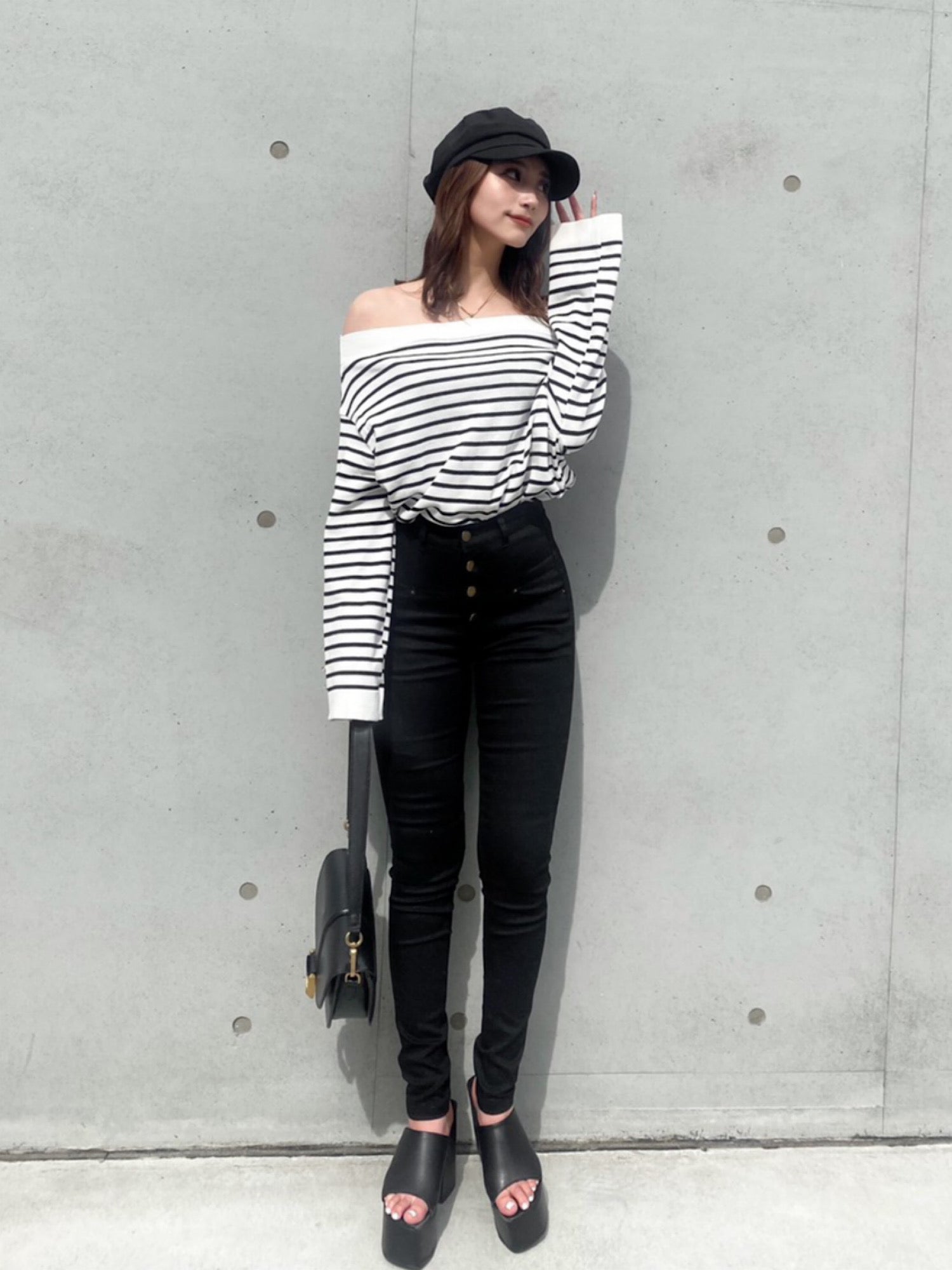 Button fly skinny denim